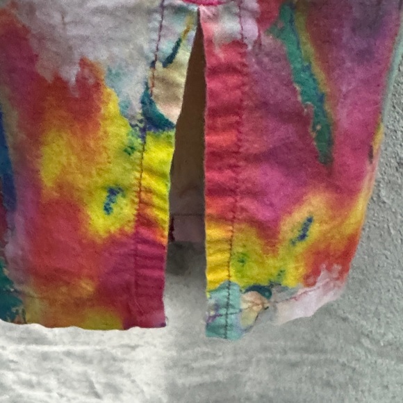 Soft Surroundings small Colorful Patterned cotton button up shift dress 3/4 sl - Picture 9 of 13